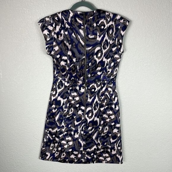 French Connection Pendragon Cap Sleeve Dress Navy Blue Slate Gray Mini Sz 2 - Picture 7 of 13